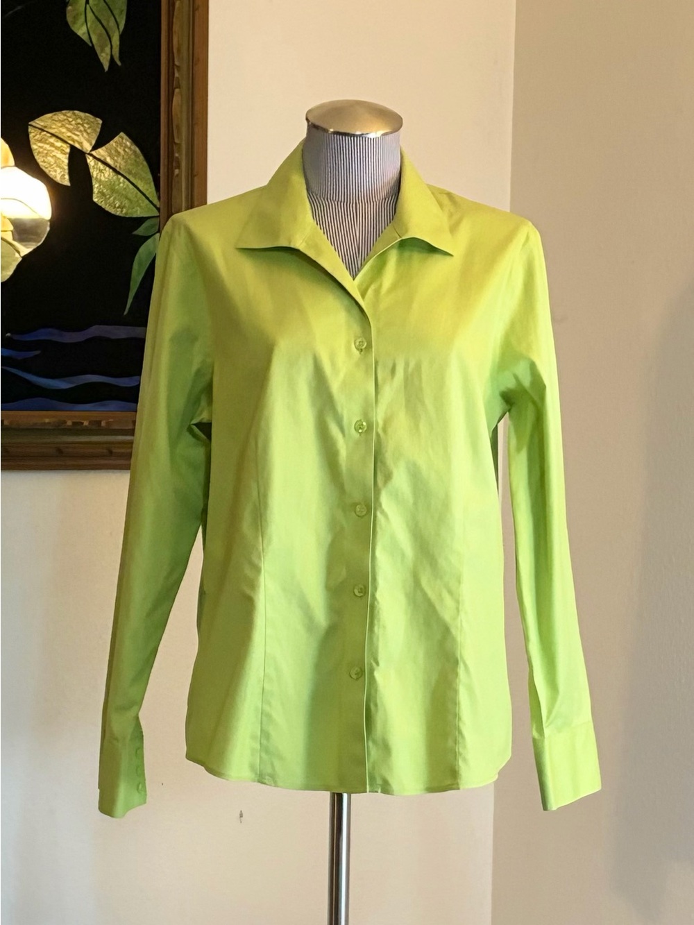 Chico's Bright Lime Green Button-Down Shirt
